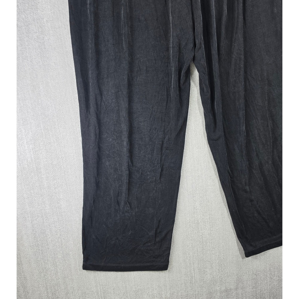 Slinky Brand Wide Leg Pants Women P1X Black Ribbed Elastic Waist Made in USA - Picture 16 of 16